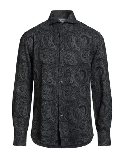 Brunello Cucinelli Man Shirt Black Size M Cotton In Gray