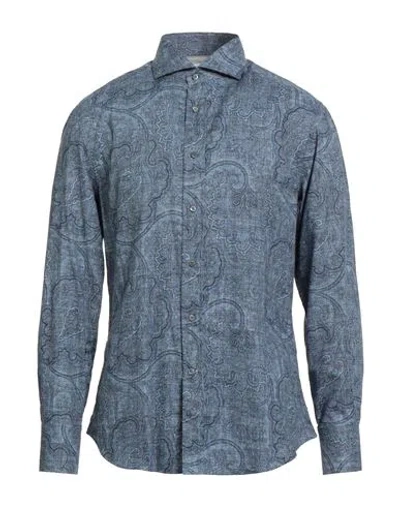 Brunello Cucinelli Man Shirt Blue Size Xxl Cotton