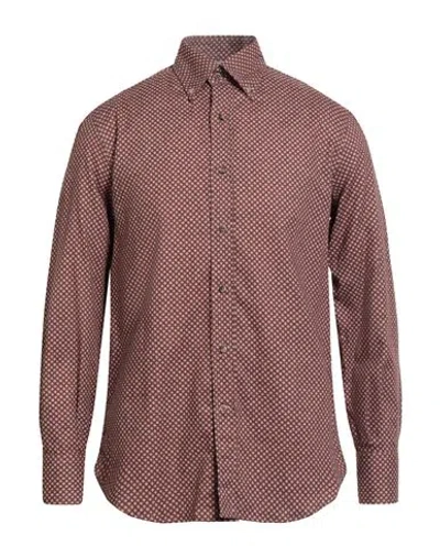 Brunello Cucinelli Man Shirt Brick Size Xxl Cotton In Burgundy