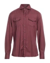 Brunello Cucinelli Man Shirt Burgundy Size 3xl Cotton In Red