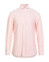 Brunello Cucinelli Man Shirt Coral Size Xxl Cotton, Linen In Pink