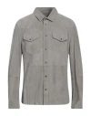 Brunello Cucinelli Man Shirt Sage Green Size M Leather In Grey