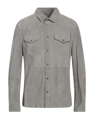 BRUNELLO CUCINELLI BRUNELLO CUCINELLI MAN SHIRT GREY SIZE L LEATHER