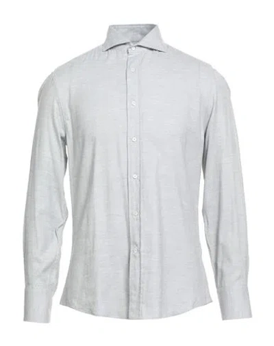Brunello Cucinelli Man Shirt Light Grey Size Xl Cotton, Lyocell In Gray