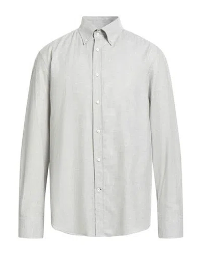 Brunello Cucinelli Man Shirt Light Grey Size Xxl Cotton, Cashmere In Green