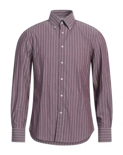 Brunello Cucinelli Man Shirt Mauve Size 3xl Cotton In Purple