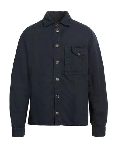 Brunello Cucinelli Man Shirt Midnight Blue Size 44 Linen, Cotton