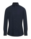 Brunello Cucinelli Man Shirt Midnight Blue Size L Cotton, Cashmere In Blue