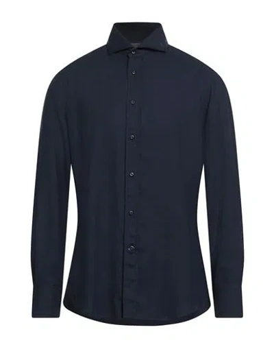 Brunello Cucinelli Man Shirt Midnight Blue Size L Cotton, Cashmere