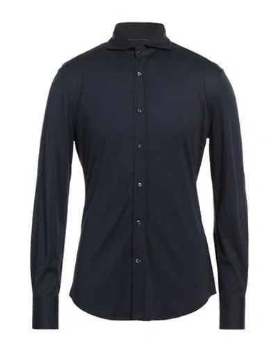 Brunello Cucinelli Man Shirt Midnight Blue Size Xxl Silk, Cotton