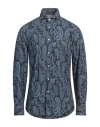 Brunello Cucinelli Paisley Cotton Shirt In Navy