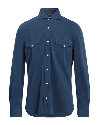Brunello Cucinelli Man Shirt Navy Blue Size L Cotton