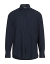 Brunello Cucinelli Man Shirt Navy Size Xxl Cotton, Cashmere In Blue