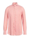 Brunello Cucinelli Man Shirt Orange Size Xl Linen, Lyocell In Orange