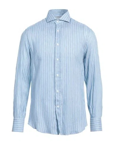 Brunello Cucinelli Man Shirt Sky Blue Size 4xl Linen, Lyocell In Blue