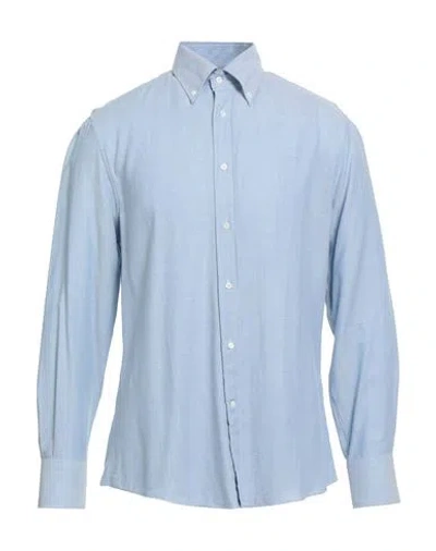 Brunello Cucinelli Man Shirt Sky Blue Size Xxl Cotton, Cashmere