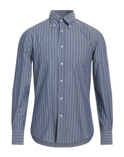 Brunello Cucinelli Man Shirt Slate Blue Size M Cotton
