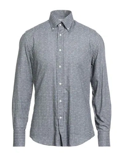 Brunello Cucinelli Man Shirt Slate Blue Size Xxl Cotton In Gray