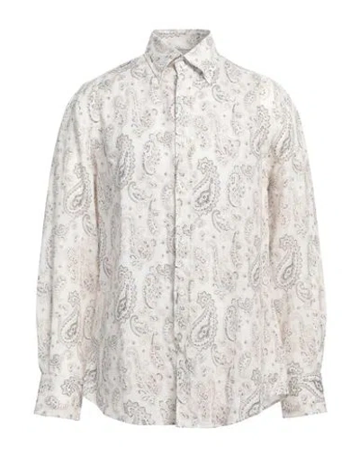 Brunello Cucinelli Man Shirt White Size Xxl Linen, Cotton