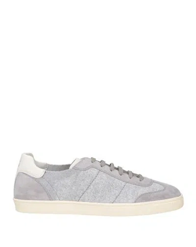 Brunello Cucinelli Man Sneakers Grey Size 7 Leather, Textile Fibers