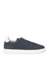 Brunello Cucinelli Nubuck-leather Low-top Sneakers In Blue