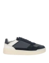 Brunello Cucinelli Slam Perforated Leather And Suede Sneakers In Navy Blue
