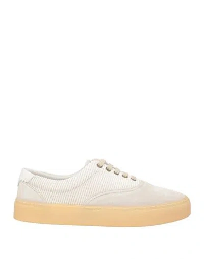 Brunello Cucinelli Man Sneakers Off White Size 7 Leather, Textile Fibers