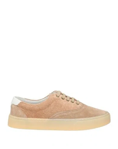 Brunello Cucinelli Man Sneakers Sand Size 7 Leather, Textile Fibers