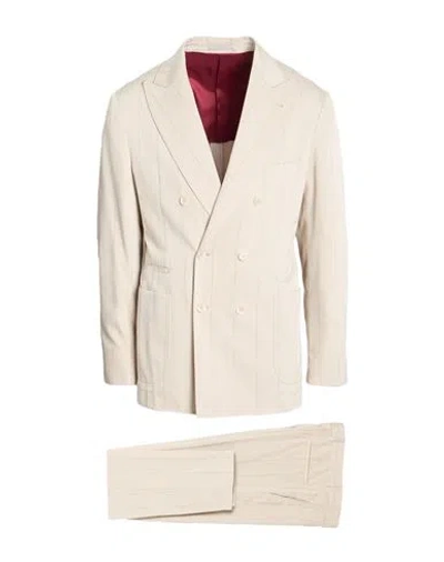 Brunello Cucinelli Man Suit Beige Size 36 Silk In Purple