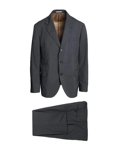 Brunello Cucinelli Man Suit Charcoal Size 48 Virgin Wool, Silk In Gray
