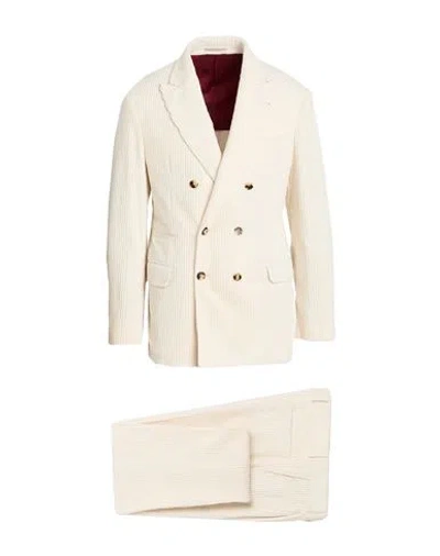 Brunello Cucinelli Man Suit Ivory Size 42 Cotton In White