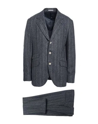 Brunello Cucinelli Man Suit Navy Size 40 Silk, Wool, Cashmere In Gray