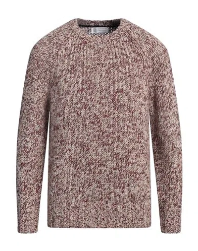 Brunello Cucinelli Man Sweater Burgundy Size 46 Virgin Wool, Cashmere, Silk In Red