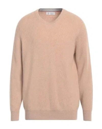 Brunello Cucinelli Man Sweater Camel Size 46 Cashmere In Beige