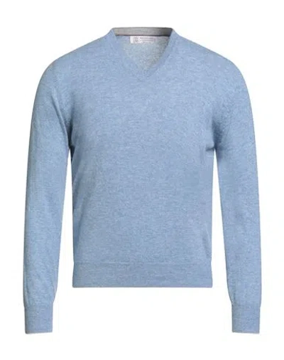 Brunello Cucinelli Man Sweater Light Blue Size 34 Cashmere