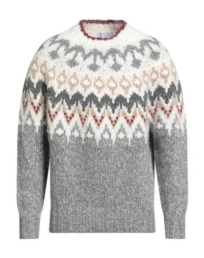 Brunello Cucinelli Man Sweater Off White Size 40 Cashmere In Multi