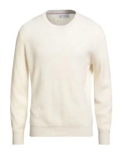 Brunello Cucinelli Man Sweater Off White Size 42 Cashmere In Neutral