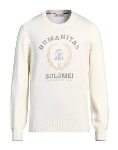 Brunello Cucinelli Man Sweater Off White Size 44 Cashmere