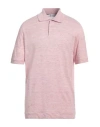 Brunello Cucinelli Ribbed-collar Slub-texture Polo Shirt In Pink