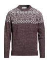 Brunello Cucinelli Man Sweater Plum Size 40 Alpaca Wool, Cotton, Polyamide, Wool In Brown