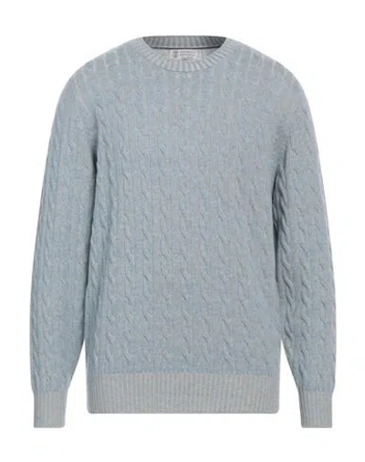 Brunello Cucinelli Man Sweater Sky Blue Size 44 Cashmere