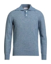 Brunello Cucinelli Man Sweater Slate Blue Size 46 Alpaca Wool, Cotton, Polyamide, Wool In Blue