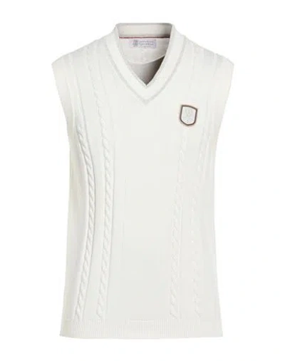 Brunello Cucinelli Man Sweater White Size L Cotton In Multi