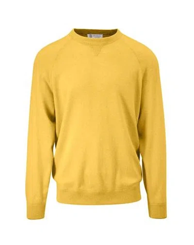 Brunello Cucinelli Man Sweater Yellow Size 44 Cashmere