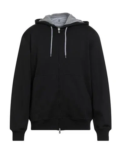 BRUNELLO CUCINELLI BRUNELLO CUCINELLI MAN SWEATSHIRT BLACK SIZE M COTTON, POLYAMIDE, CASHMERE, SILK