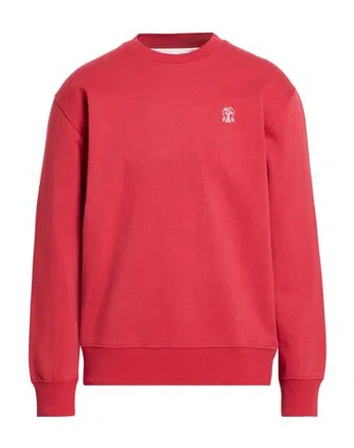 Brunello Cucinelli Man Sweatshirt Brick Size Xl Cotton, Elastane In Red