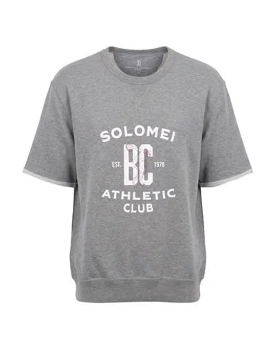 Brunello Cucinelli Man Sweatshirt Grey Size S Cotton In Gray