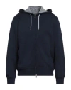 Brunello Cucinelli Zip-up Hoodie With Contrast Lining And Pockets In Blue