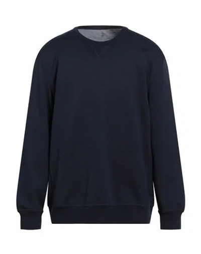Brunello Cucinelli Man Sweatshirt Navy Size L Cotton, Polyamide, Cashmere, Silk In Black