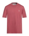 Brunello Cucinelli Man T-shirt Antique Rose Size 3xl Cotton In Pink